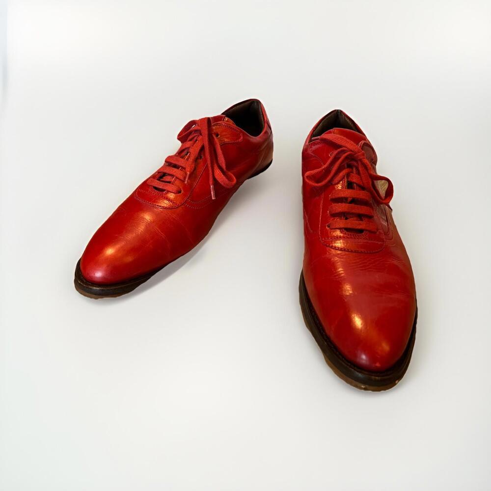 HESCHUNG WOMENS RED SNEAKERS SIZE 8.5 MADE IN FRANCE RP ~$600 GOODYEAR SOLE